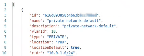 Retrieve private network details over BMC API