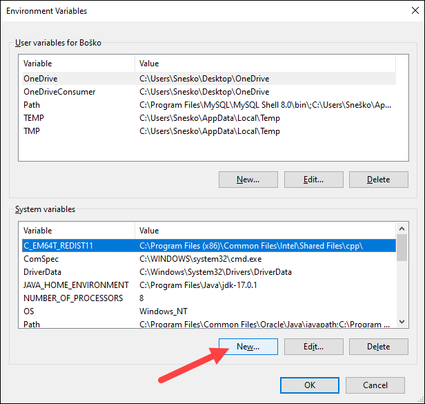 Create a new JAVA_HOME variable in Windows.