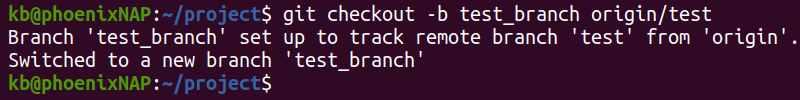 git checkout -b terminal output