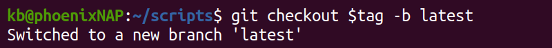 git checkout latest tag terminal output