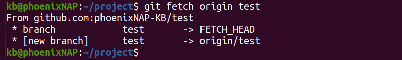 git fetch origin test terminal output