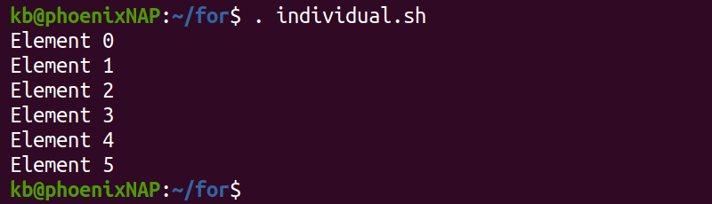 individual.sh terminal output