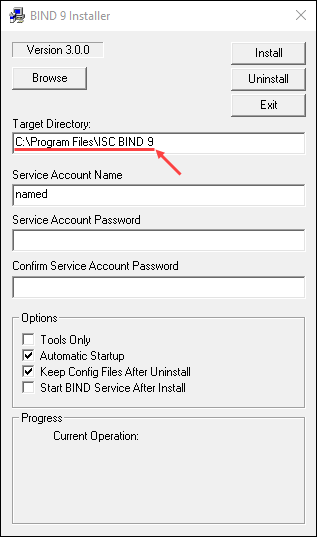 Select where you want to install BIND