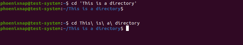 Changing to a directory with blank spaces in the name