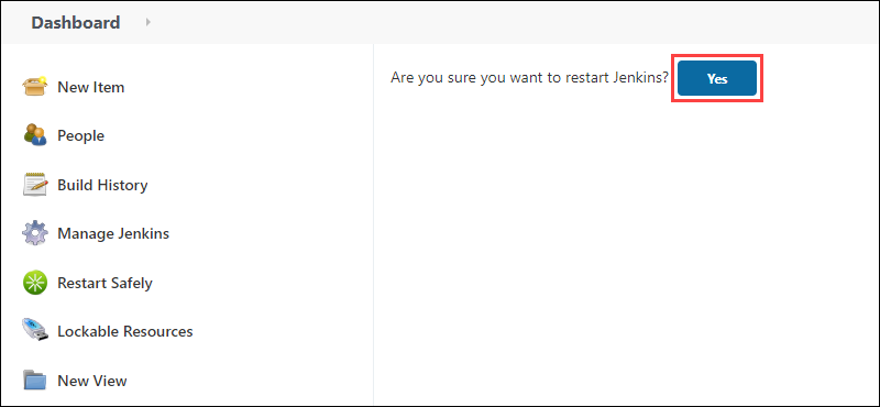 Confirm the restart by clicking the Yes button