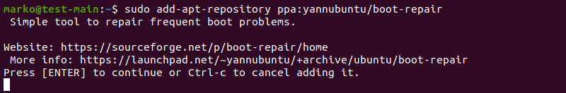 Adding the repository for the Boot Repair tool.