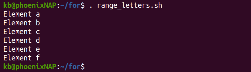range_letters.sh terminal output