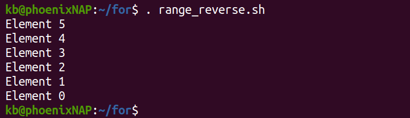 range_reverse.sh terminal output