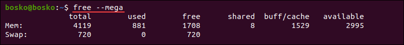 Use megabytes for expressing values in free command output.