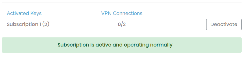 OpenVPN Access Server Subscription is active and operating normally message