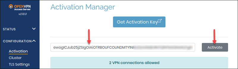 OpenVPN Access Server activation key
