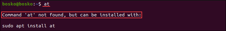 at command not found error in Linux.