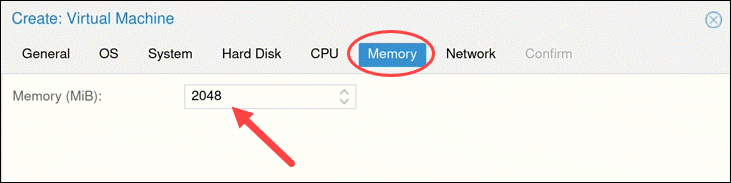Configure memory for virtual machine.
