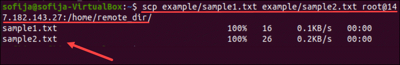 Copy multiple files from local server to remote server using the scp command.