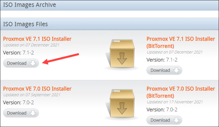 Download the latest Proxmox VE ISO installer.