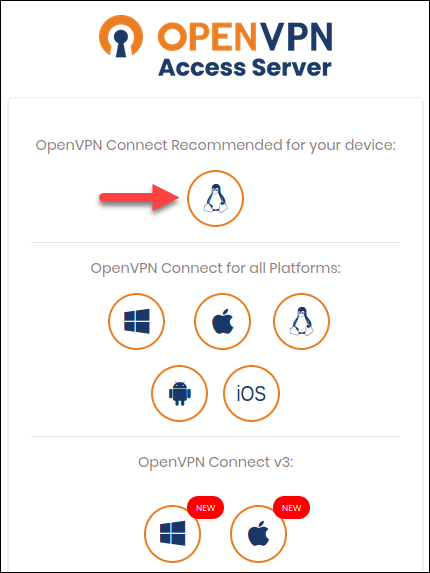 OpenVPN Access Server client OS selection