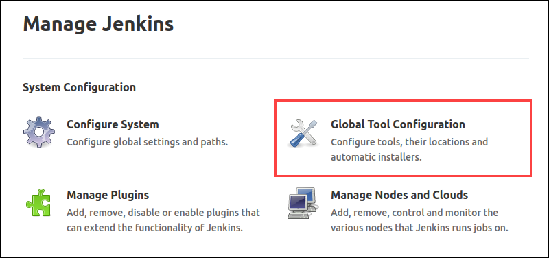 manage jenkins global tool configuration