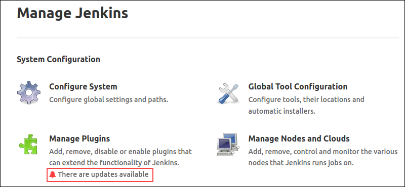 manage plugins updates available