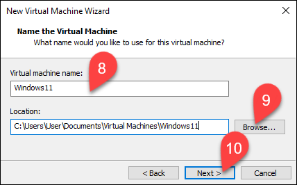 Naming the virtual machine.