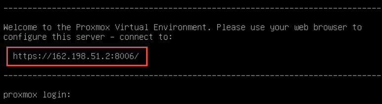 Proxmox welcome output.