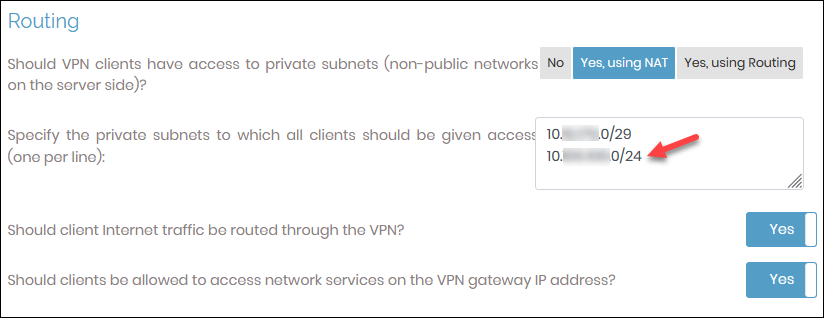OpenVPN Access Server routing settings