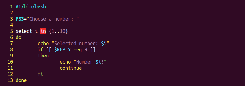 select_continue.sh bash script code 