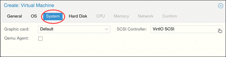 System options for proxmox.