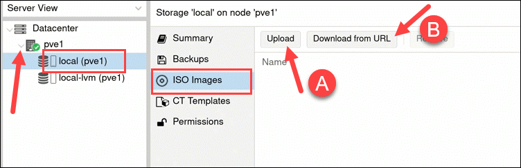 Add ISO images to Proxmox VE.