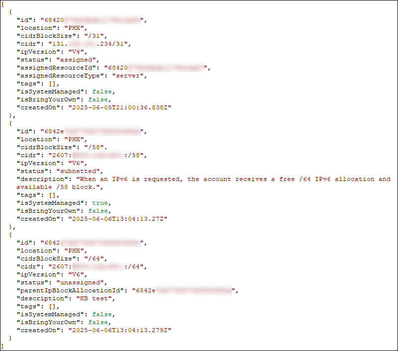 API Public IP inventory