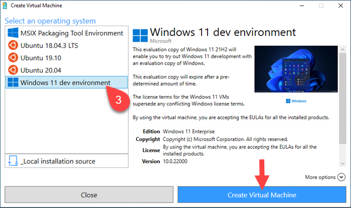 Creating Windows 11 dev environment virtual machine.