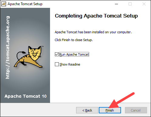 Tomcat server installation complete.
