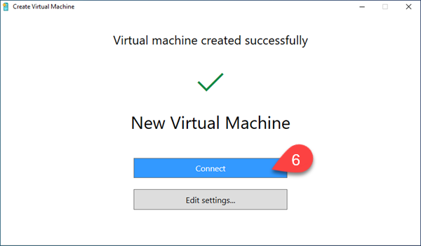 Connecting to the new virtual machine.