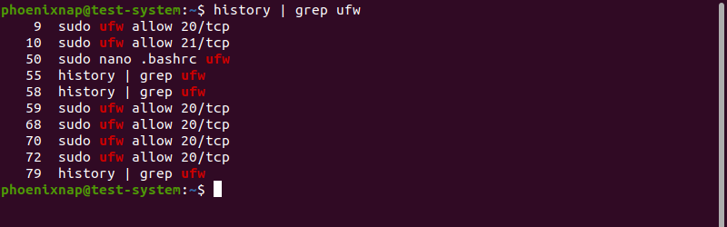 Searching the command history using the history and grep commands