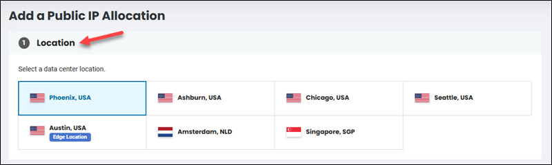 Public IP allocation location selection.