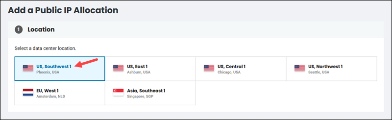 Public IP allocation location selection.
