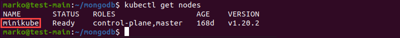 Displaying a list of nodes on the cluster.