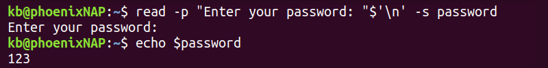 read password prompt terminal output