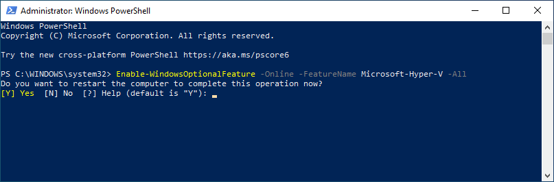 Restarting the computer from Windows PowerShell.