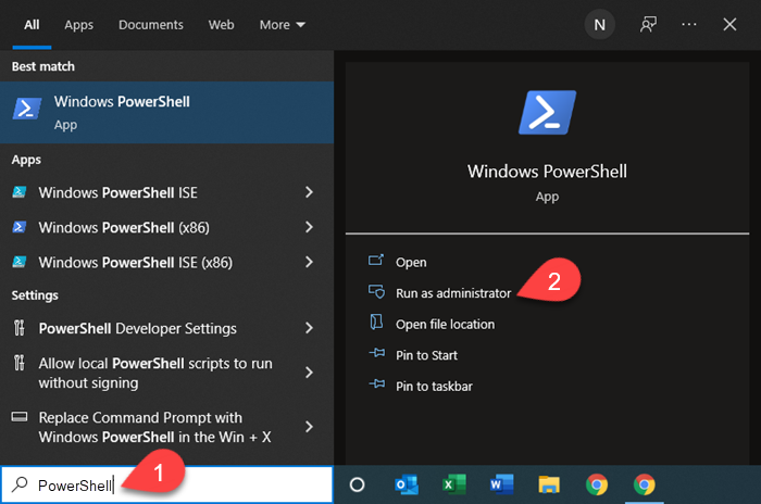 Finding Windows PowerShell on Windows 10.