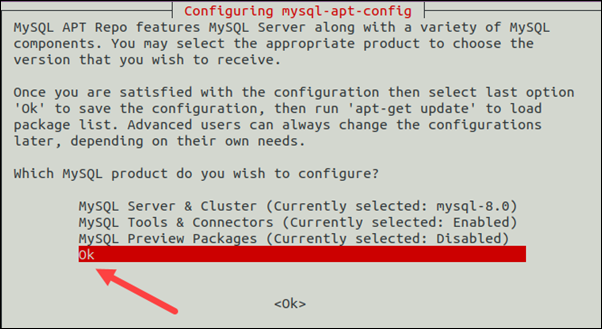 Select which MySQL product to configure.