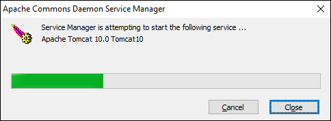 Starting the Apache Tomcat Windows service.