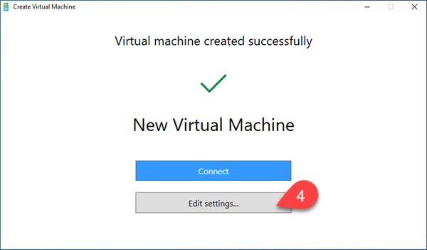 Editing VM settings before starting the virtual machine.