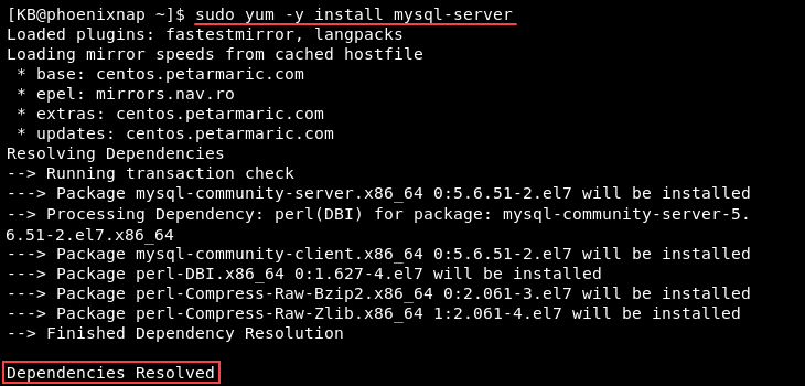 Installing a MySQL server using RPM.