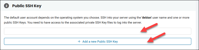BMC portal public SSH key field. 