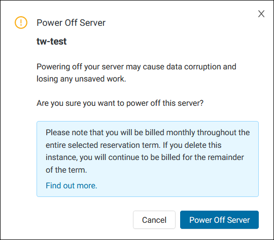 Confirmation message when powering off a BMC server