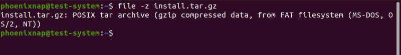 Testing a compressed file using the file command
