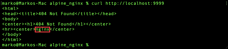 Using the curl command to test a Podman container.
