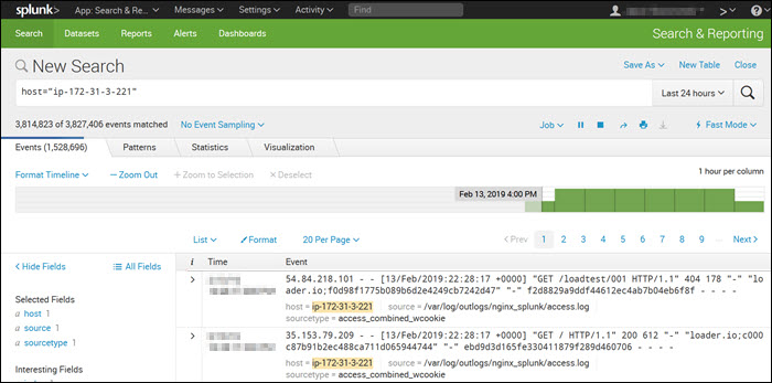 A screenshot of the Splunk syslog server dashboard.