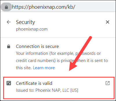SSL certificate is valid.