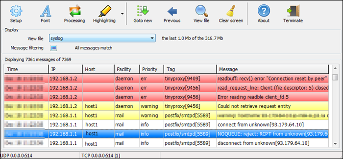 syslog server nxfilter